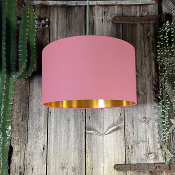 Dirty Pink Lampshade With Copper Or Gold Foil Lining, 2 of 11