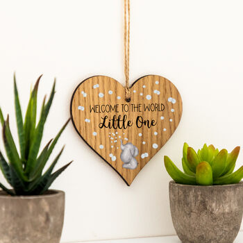 Welcome To The World Little One Hanging Wood Heart, 2 of 3