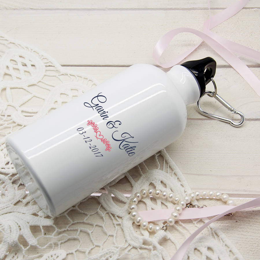 personalised wedding water bottle by the letteroom