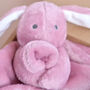 Personalised Dusty Pink Bunny Comforter And Booties Gift, thumbnail 7 of 9