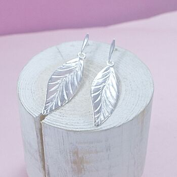 Sterling Silver Willow Leaf Earrings, 2 of 3