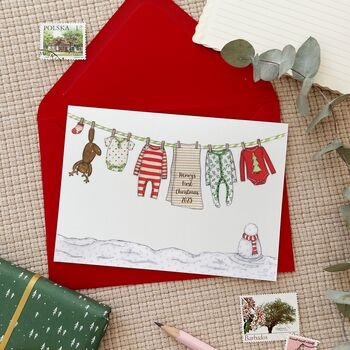 Personalised Baby's First Christmas Washing Line Card, 6 of 10