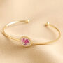 Pressed Birth Flower Bangle In Gold Plating, thumbnail 6 of 12