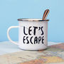 Let's Escape Paper Plane Enamel Mug, thumbnail 3 of 4