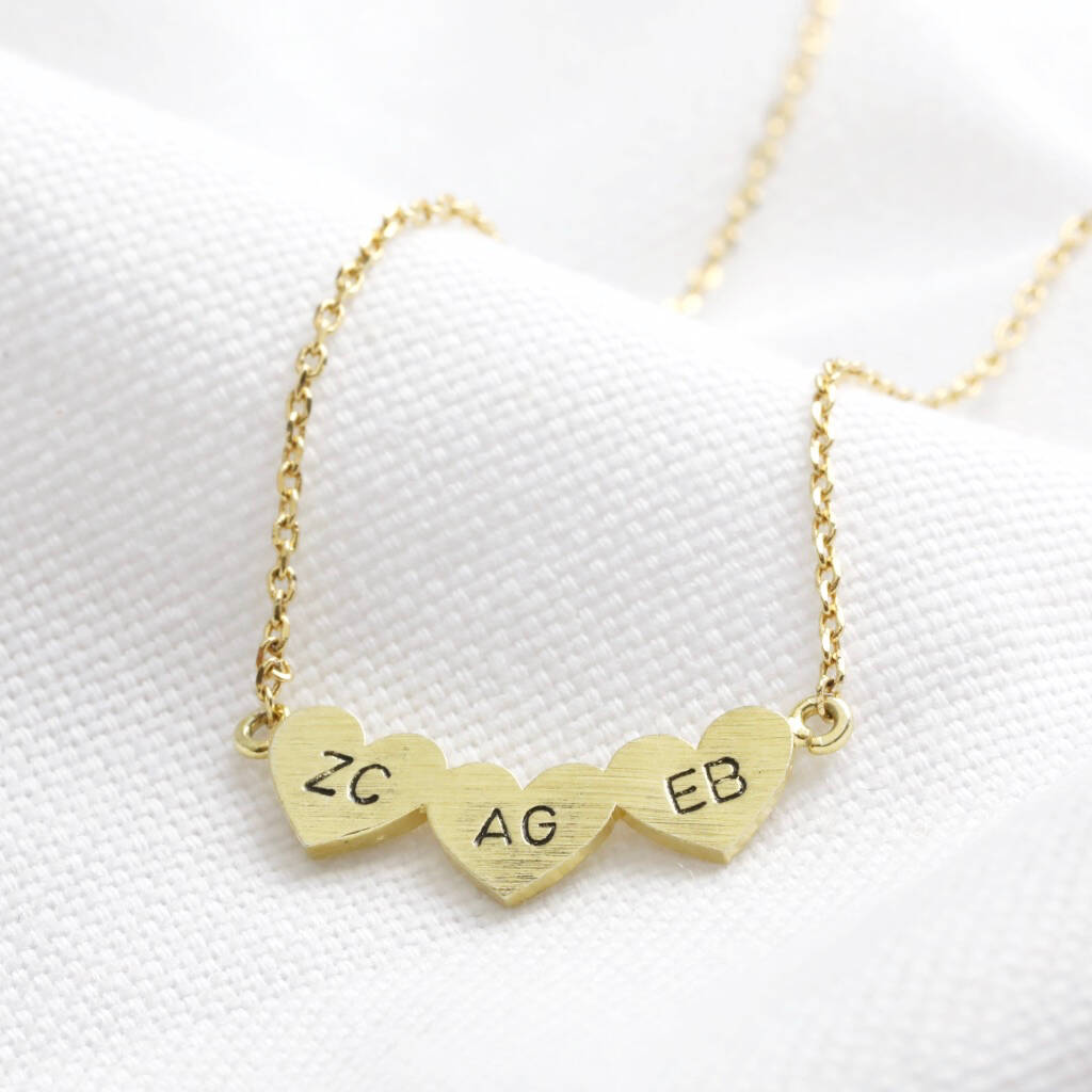 Personalised Triple Heart Pendant Necklace By Lisa Angel | notonthehighstreet.com