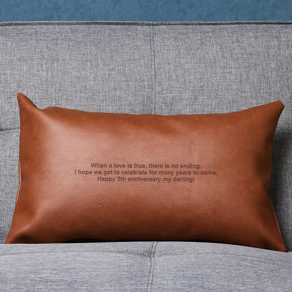 Personalised Vegan Leather Cushion For Men By Dust and Things