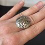 Aztec Pattern Silver Disc Adjustable Ring, thumbnail 9 of 10
