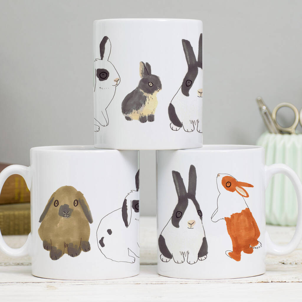 Bunny Rabbit White Ceramic Mug, 1 of 4