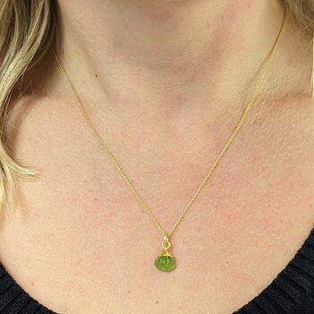 August Birthstone Necklace, Peridot, Gold Plated, 4 of 6