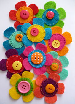 Pinks And Yellows Felt Flower Sewing Kit, 7 of 7