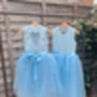 Girls Blue Ankle Length Tutu Flower Girl Dress, thumbnail 3 of 7