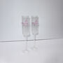 Ribbed Pink Butterfly Prosecco Glass Set Of Two, thumbnail 1 of 5