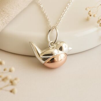 Personalised Sterling Silver And Rose Gold Robin Necklace, 2 of 8