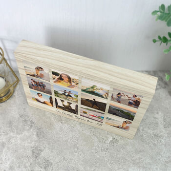 Personalised Freestanding Twelve Photo Giant Wooden Block 15cm X 21cm Landscape, 4 of 5