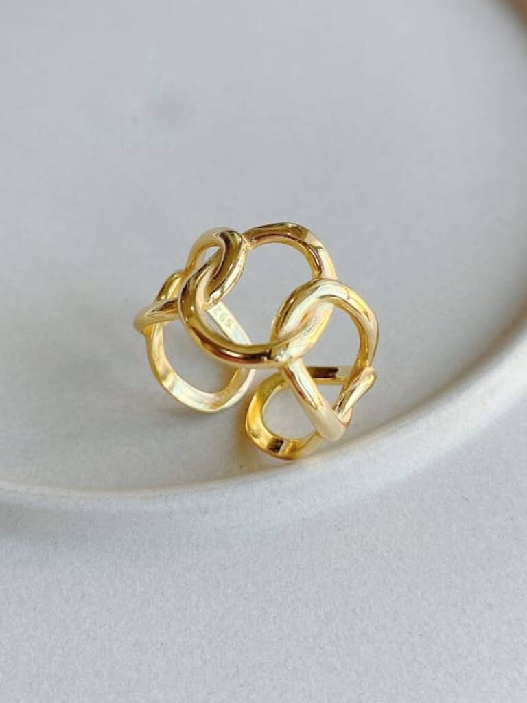 14 K Gold Plated Silver Chain Link Ring By Elk & Bloom ...