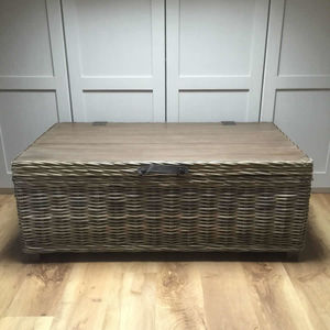 Coffee Tables Leather Trunk Handcrafted Timber Rattan Storage Coffee Table Tables