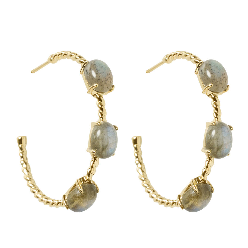 Yaa Yaa Labradorite Gold Hoops