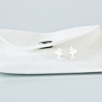 Sterling Silver Ballerina Stud Earrings, 5 of 5