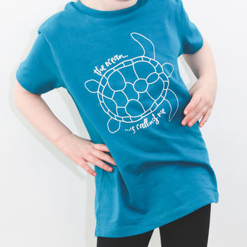 The Ocean Is Calling Turtle Summer Slogan T Shirt, 2 of 6