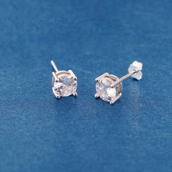 8 Mm Cz Sterling Silver Stud Earrings, 2 of 7