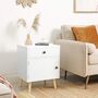 White Side End Table Nightstand With Drawer And Cabinet, thumbnail 3 of 8