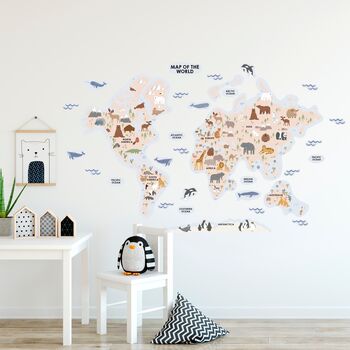 Large Fabric World Map Wall Sticker, 3 of 4