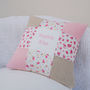 Ditsy Pink Patchwork Name Cushion, thumbnail 2 of 4