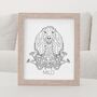 Custom Afghan Hound Dog Portrait Outline With Flowers, thumbnail 1 of 8