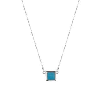 Turquoise Square Sterling Silver Necklace, 6 of 7