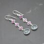Ruby, Blue Topaz Dangle Earrings, thumbnail 3 of 8