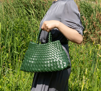 Vegan Leather Hand Weaving Sling Bag, 8 of 12