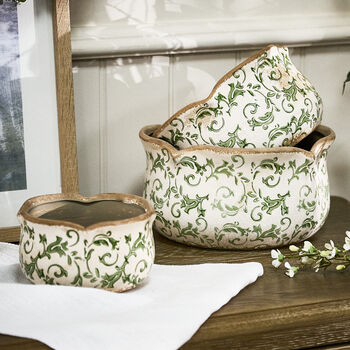 Irina Green Botanical Set Of Three Flower Planters, 2 of 3