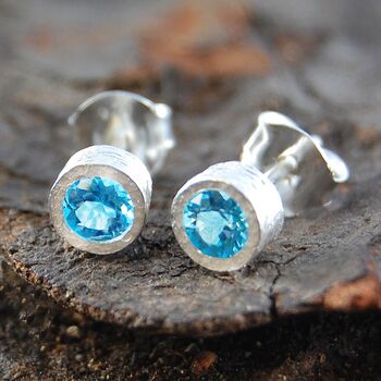 Blue Topaz Sterling Silver November Birthstone Set, 3 of 6