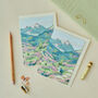 Pastel Mountains Llustrated Greetings Card, thumbnail 2 of 4