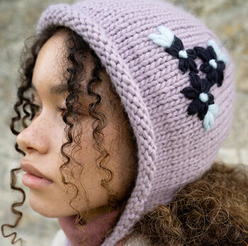 Forget Me Not Knitted Lilac Bonnet, 2 of 8