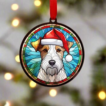 Fox Terrier In Santa Hat Suncatcher Decoration, 5 of 6