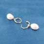 Irregular Freshwater Pearl Drop Gold Hoop Earrings, thumbnail 5 of 7