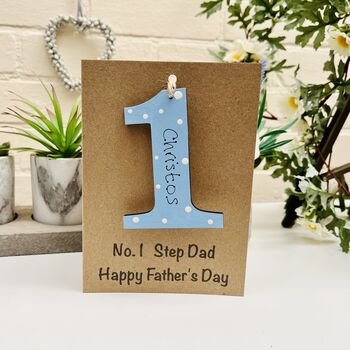 Personalised Father's Day Step Dad No.One Keepsake Card, 3 of 3