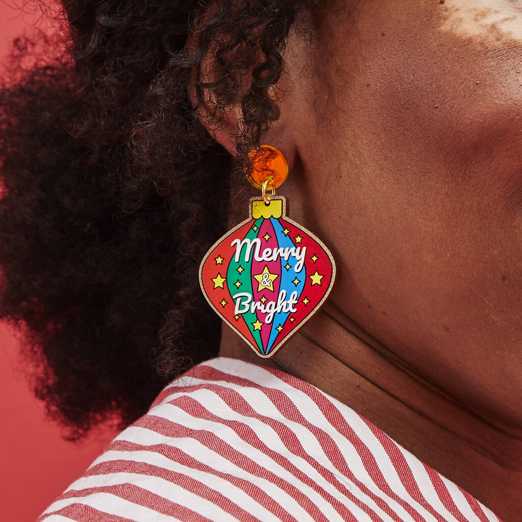 'Merry And Bright' Colourful Christmas Earrings, 1 of 6
