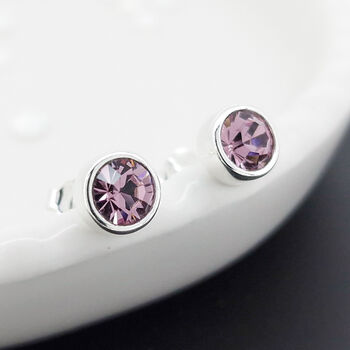 Sterling Silver June Alexandrite Birthstone Stud Earrings, 3 of 4