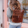 Brown Leather Laptop Backpack With Front Pocket, thumbnail 1 of 5