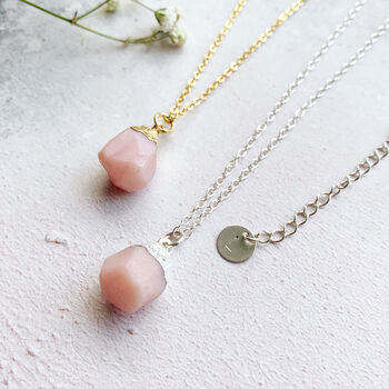 Personalised Pink Opal October Birthstone Necklace, 3 of 11