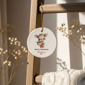 Personalised Woodland Reindeer Christmas Bauble, 10 of 11