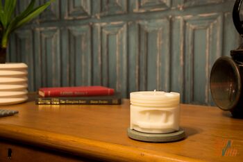 Engine Piston Candle: Fresh Linen Man Cave Candle, Car Engine Part Moulded Scented Candle. Handmade UK By Glowsmith, 2 of 4