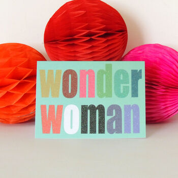 Mini Glittery Wonder Woman Card, 4 of 4