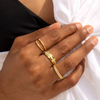 Thick Cigar Band Ring With Sparkling Stones, 2 of 5