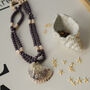 Purple Beaded Necklace With Natural Shell Pendant, thumbnail 3 of 5