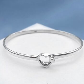 Small Wrist Silver Heart Bangle Jewellery Gift, 3 of 8