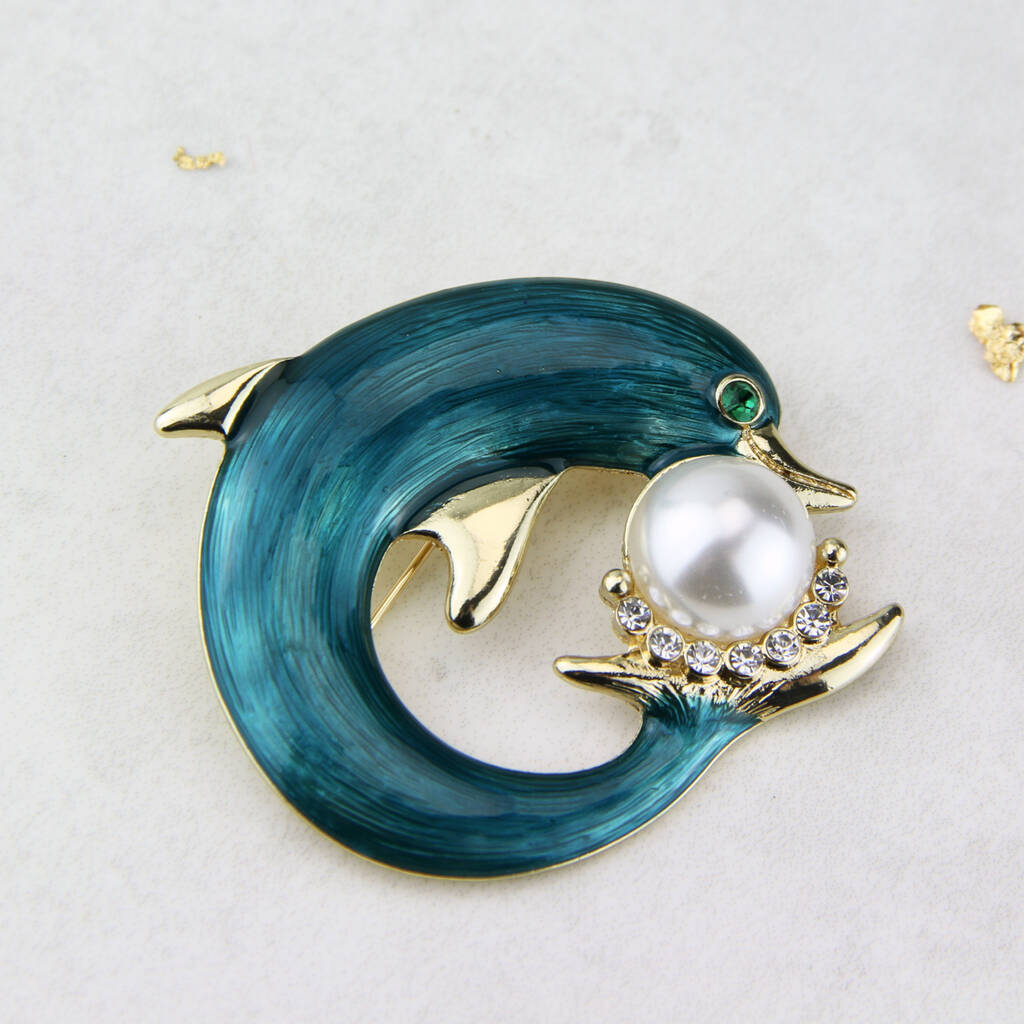 Dolphin And Pearl Brooch, 1 of 7