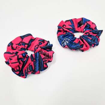 Two African Print Scrunchies | Pink Omolara Print, 6 of 6